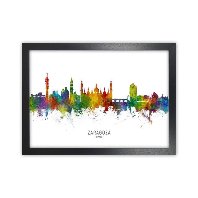 Zaragoza Spain Skyline by Michael Tompsett - Print Latitude Run Size: 25cm H x 34cm W x 3cm D, Format: Black Framed on Productcaster.