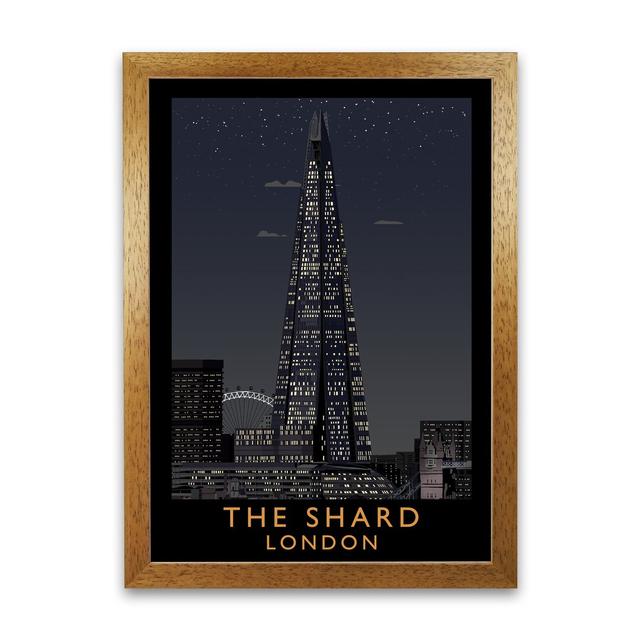 The Shard London At Night by Richard O'Neill - Single Picture Frame Print 17 Stories Frame Option: Honey Oak, Size: 42 cm H x 29.7 cm W on Productcaster.