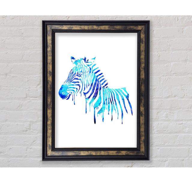 Blue Zebra Framed Print Latitude Vive Size: 59.7cm H x 42cm W x 8cm D, Format: Gold/Black Framed Paper on Productcaster.