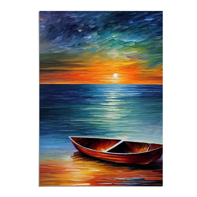 Boat At Sunset No.3 - Painting Breakwater Bay Format: Paper, Size: 29.7cm H x 21cm W, Matte Colour: No Matte on Productcaster.