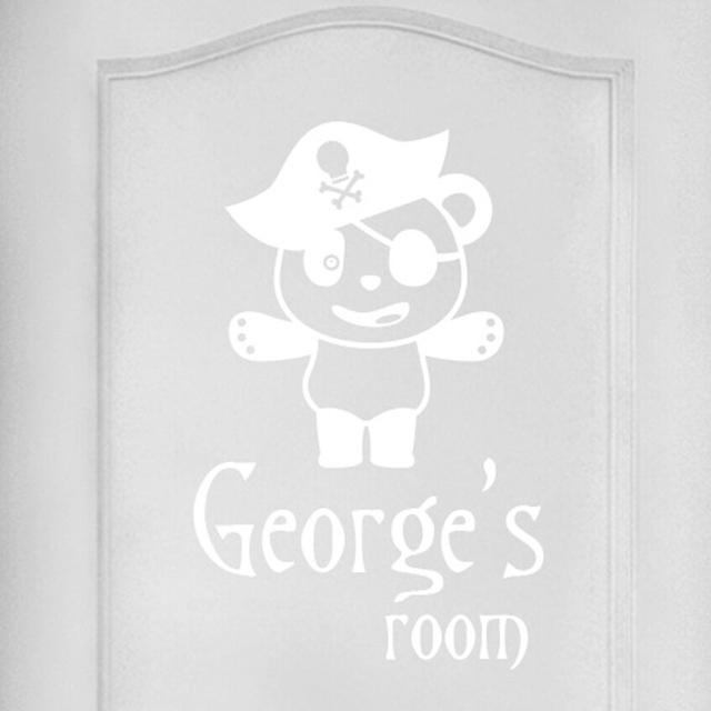 Personalised Pirate Panda Door Room Wall Sticker Maturi Colour: White on Productcaster.