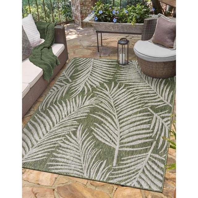 Preesall Machine Woven Polypropylene Plastic Green/White Indoor / Outdoor Rug 17 Stories Rug Size: Rectangle 80 x 150cm on Productcaster.