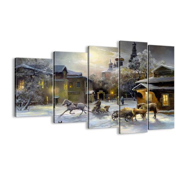 The Magic of Russian Winter - 5 Piece Unframed Painting Print Set on Canvas Brayden Studio Size: 100cm H x 150cm W x 1.8cm D on Productcaster.