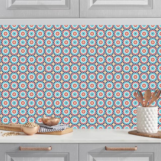 Mukesh Oriental Pattern with Colorful Flowers 200cm PVC Tile in Blue/Red Latitude Vive on Productcaster.