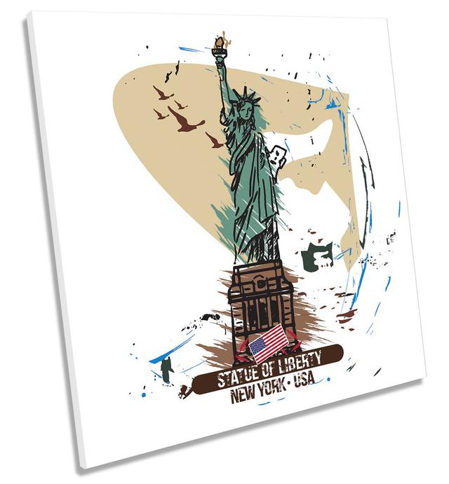 Statue Of Liberty New York Picture CANVAS WALL ART Print Square White Maturi Size: 91.4cm H x 91.4cm W x 4cm D on Productcaster.