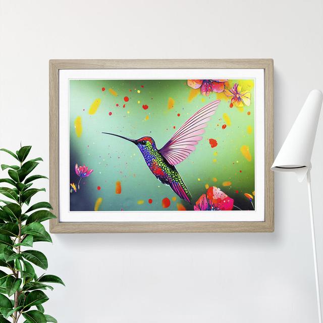 Colourful Hummingbird Vol.1 - Print ClassicLiving Size: 46cm H x 64cm W x 2cm D, Frame Colour: Oak Framed on Productcaster.