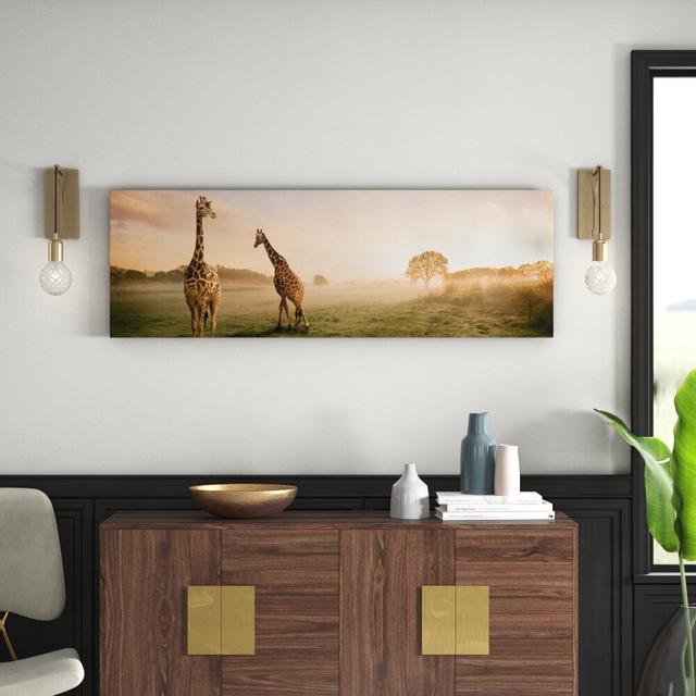 Leinwandbild Surreal Giraffes East Urban Home Größe: 90 L x 30 B on Productcaster.