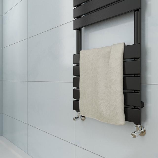 Deanne Flat Panel Towel Rail Heated Towel Rails Belfry Heating Finish: Black, Size: 160cm H x 60cm W x 4.65cm D on Productcaster.