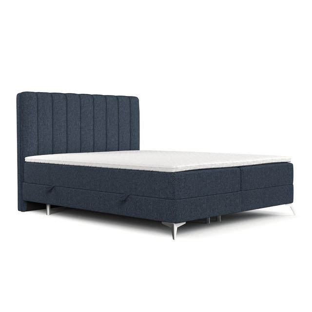 Boxspringbett mit Topper und Bettkasten Maison de Rêve Größe: 120 x 200 cm, Matratzenhärte: H3 – Bonell-Matratze und T25-Schaum-Topper, Farbe: Marineb on Productcaster.