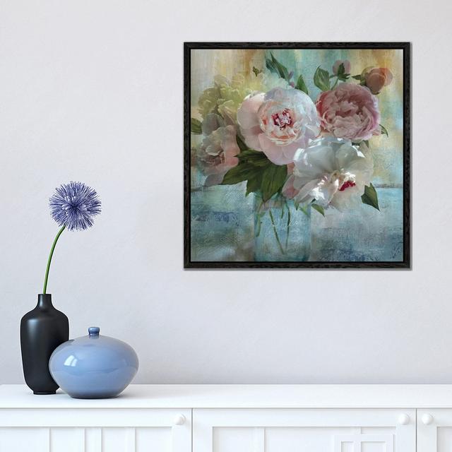 Peony Bouquet I by Nan - Painting Print on Canvas Rosalind Wheeler Size: 45.72cm H x 45.72cm W x 3.81cm D, Format: Black Framed on Productcaster.