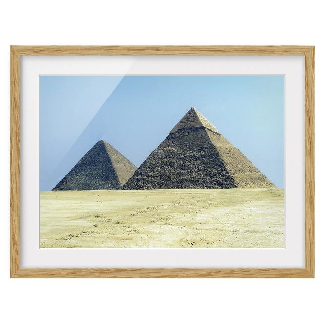 Pyramids of Giza - Picture Frame Photograph Print on Paper East Urban Home Frame Options: Natural oak wood, Size: 70cm H x 100cm W on Productcaster.