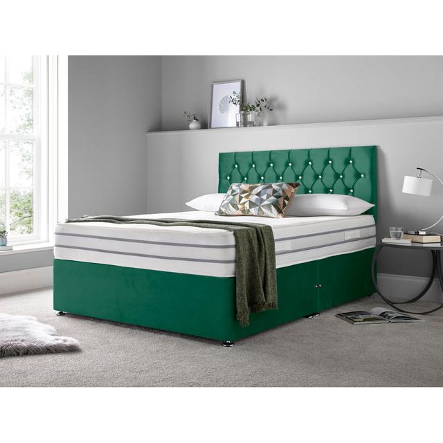 Niswger Memory Foam Divan Bed Set Rosdorf Park Colour: Green, Size: Small Double (4'), Storage Type: 2 Right side Drawers on Productcaster.