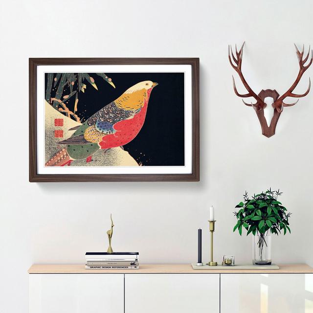 Golden Pheasant in the Snow by Ito Jakuchu - Picture Frame Painting Print East Urban Home Size: 48cm H x 65cm W x 2cm D, Frame Option: Walnut Framed on Productcaster.