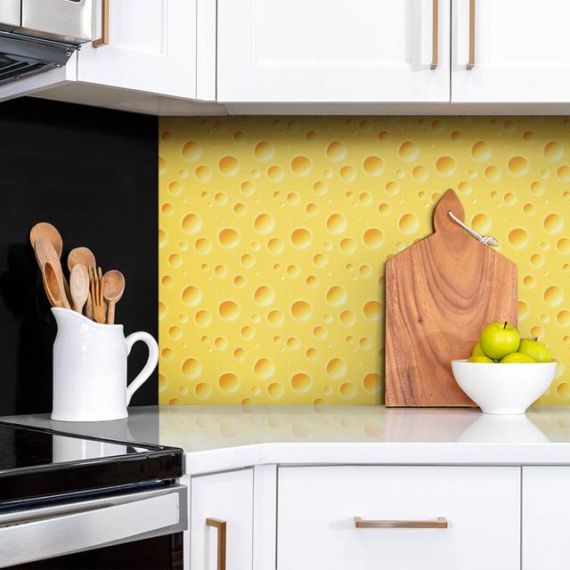 Self Adhesive Vinyl Splashback Wall Panel Sticker Tile Peel Stick 100x50 cm Yellow cheese with holes Ivy Bronx on Productcaster.