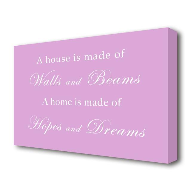 Walls and Beams Hopes and Dreams - Wrapped Canvas Typography Print East Urban Home Size: 35.6 cm H x 50.8 cm W on Productcaster.