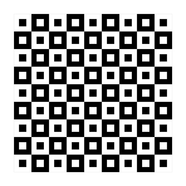 Vinyl rug - geometric pattern of black and white squares Ivy Bronx Rug Size: Square 120cm on Productcaster.