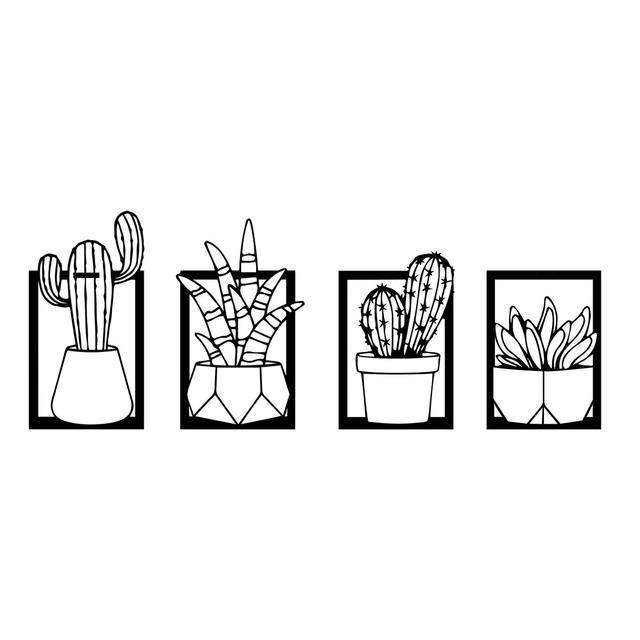 4-tlg. Wanddekoration-Set Cactus (Set of 4) Gracie Oaks on Productcaster.