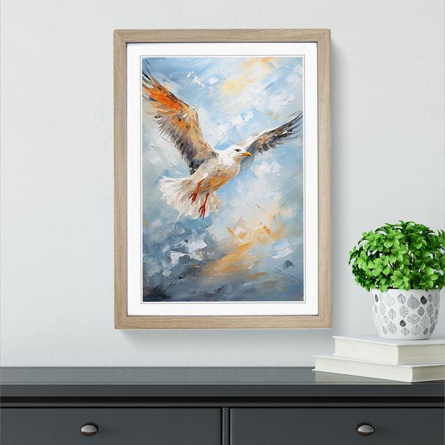 Seagull Gestural No.2 Big Box Art Frame Colour: Oak, Size: 64cm H x 46cm W x 2cm D on Productcaster.