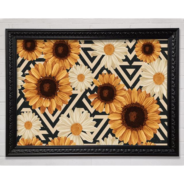 Summer Flowers On Abstract - Single Picture Frame Art Prints Bright Star Size: 100cm H x 141.4cm W on Productcaster.