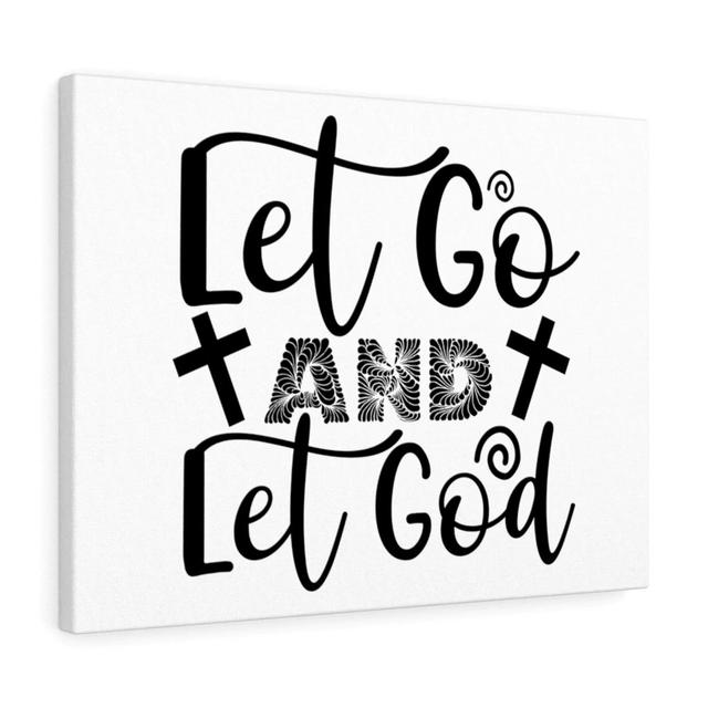 Let Go and Let God - Wrapped Canvas Typography Blue Elephant Size: 46cm H x 61cm W on Productcaster.