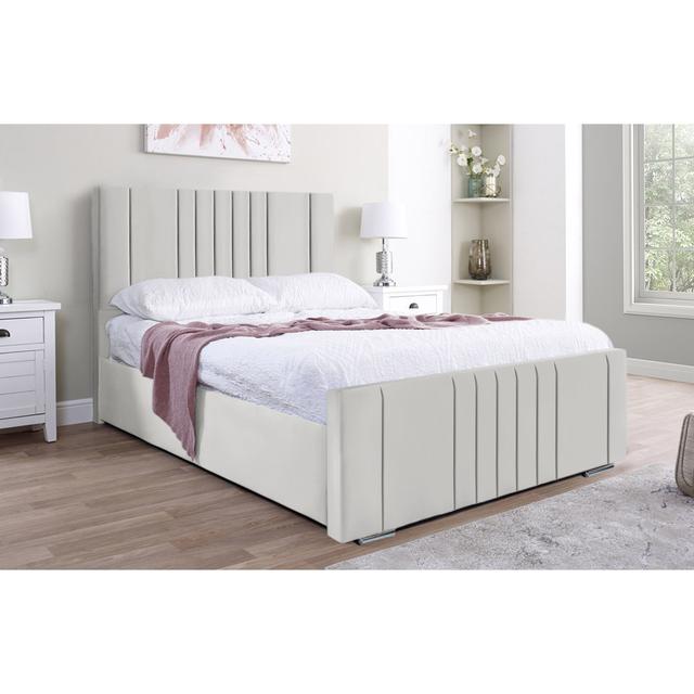 Agaro Upholstered Bed Latitude Run Colour: White, Size: Super King (6') on Productcaster.