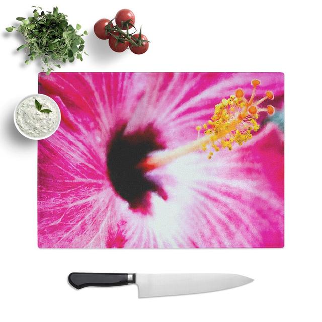 A Flower Painting Chopping Board East Urban Home Size: 0.4cm H x 29cm W x 39cm L on Productcaster.