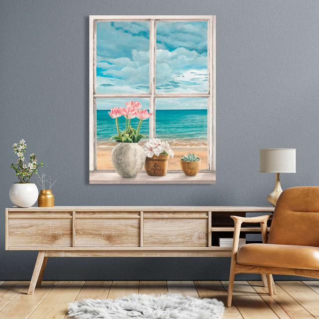 Fenster mit Blick auf das Meer I von Remy Dellal - Leinwanddrucke Haus am Meer Größe: 80 cm H x 60 cm B x 4 cm T on Productcaster.