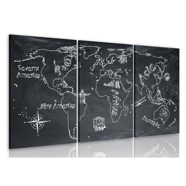 Curious Traveler - 3 Piece Graphic Art Print Set on Canvas East Urban Home Size: 60cm H x 120cm W on Productcaster.