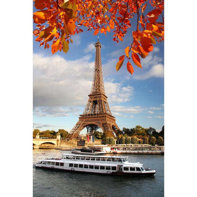 Eiffel Tower with Boats on Seine in Paris, France - Wrapped Canvas Photograph 17 Stories Size: 122cm H x 81cm W on Productcaster.