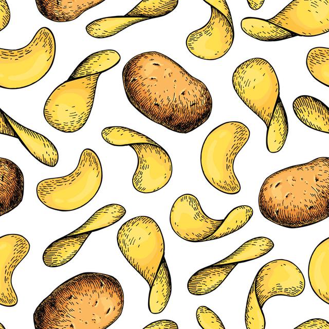 Potato Chips Pattern by Epine_Art - Wrapped Canvas Graphic Art Brambly Cottage Size: 76cm H x 76cm W on Productcaster.