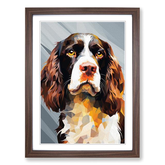 English Springer Spaniel Geometric No.2 - Single Picture Frame Art Prints on Wood Marlow Home Co. Format: Walnut, Size: 64cm H x 46cm W x 2cm D on Productcaster.