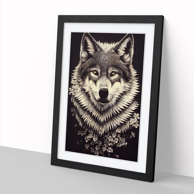 FRM-V0523-2925X Wolf Vintage Art Vol.1 - Print Alpen Home Size: 46cm H x 34cm W x 2cm D, Frame Option: Black on Productcaster.