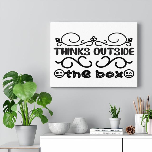 Thinks Outside the Box - Wrapped Canvas Typography Blue Elephant on Productcaster.