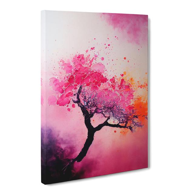 Peach Blossom Tree Splatter Vol.1 - Wrapped Canvas Graphic Art Marlow Home Co. Size: 76cm H x 50cm W x 3cm D on Productcaster.