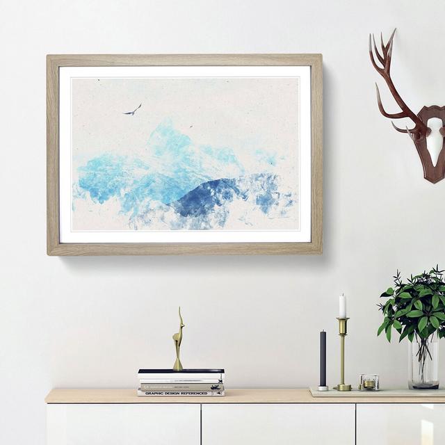 Eagle Flying By Mountain In Nepal - Single Picture Frame Painting on MDF East Urban Home Size: 40cm H x 60cm W x 2cm D, Frame Option: Oak Framed on Productcaster.