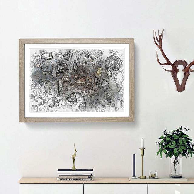 Rocks Sketch - Picture Frame Graphic Art Print East Urban Home Size: 62cm H x 87cm W x 2cm D, Frame Option: Oak Framed on Productcaster.