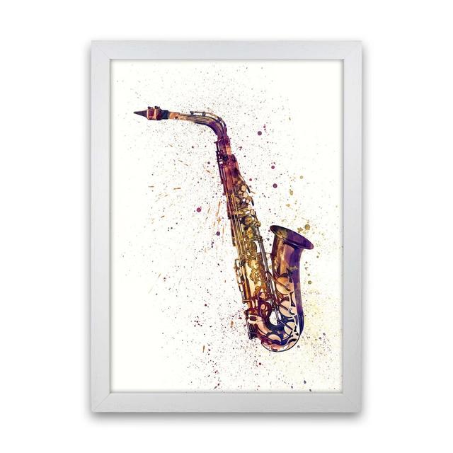 Saxophone by Michael Tompsett - Graphic Art Ebern Designs Size: 46cm H x 34cm W x 3cm D, Format: White Framed on Productcaster.