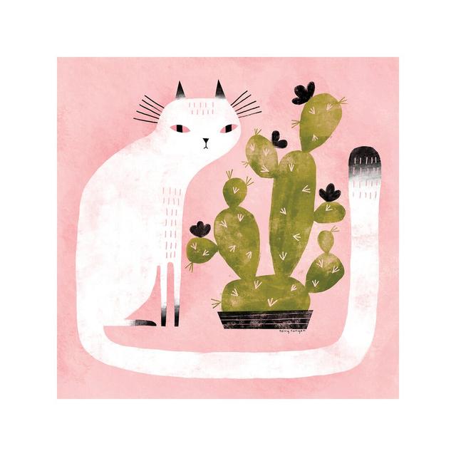 Cat Cactus by Terry Runyan - Wrapped Canvas Gallery-Wrapped Canvas Giclee East Urban Home Size: 45.72cm H x 45.72cm W x 1.91cm D on Productcaster.