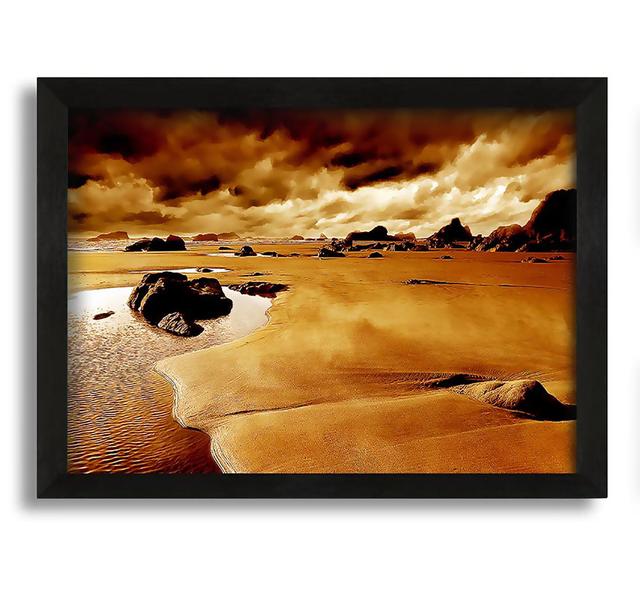 Caramel Ocean Skies Framed Print House of Hampton Size: 42cm H x 60cm W x 10cm D on Productcaster.