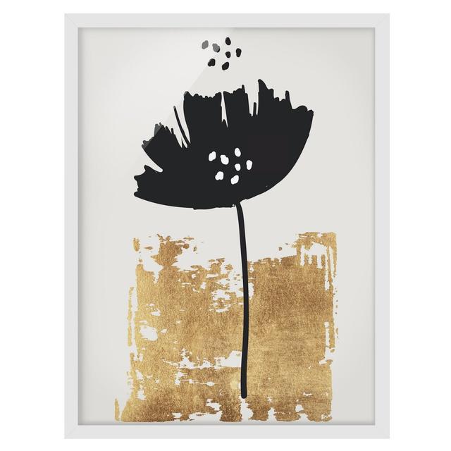 Golden Poppy Flower - Picture Frame Graphic Art Marlow Home Co. Size: 55cm H x 40cm W x 2cm D, Frame Option: White Framed on Productcaster.