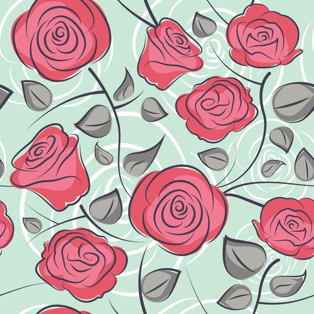 Vici Seamless Roses Pattern by Pixelliebe - Wrapped Canvas Print ClassicLiving Size: 91cm H x 91cm W x 3.8cm D on Productcaster.