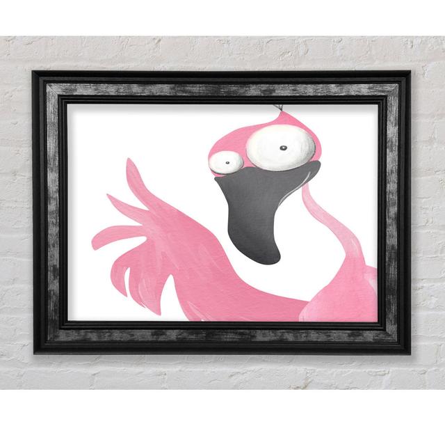 The Pink Flamingo Framed Print Harriet Bee Size: 59.7cm H x 84.1cm W x 8cm D, Format: Silver Black Framed Paper on Productcaster.