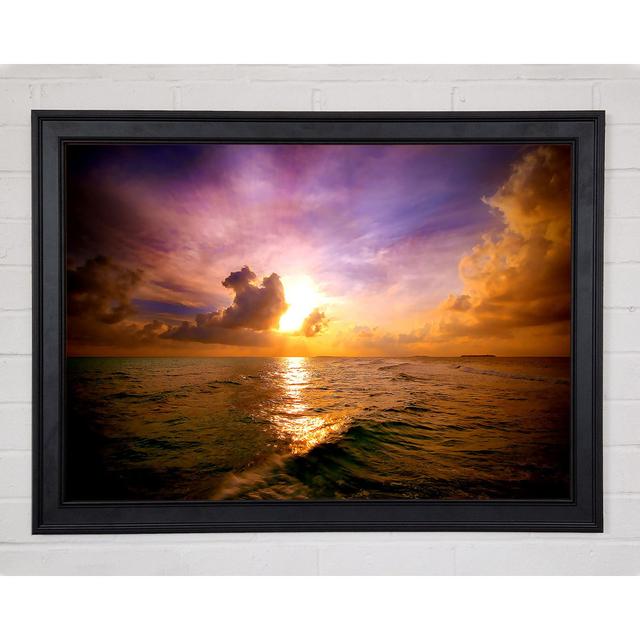 Maldivian Sunset Framed Print Wall Art Highland Dunes Size: 84.1cm H x 118.9cm W x 1.5cm D, Format: Matte Black Framed Paper on Productcaster.