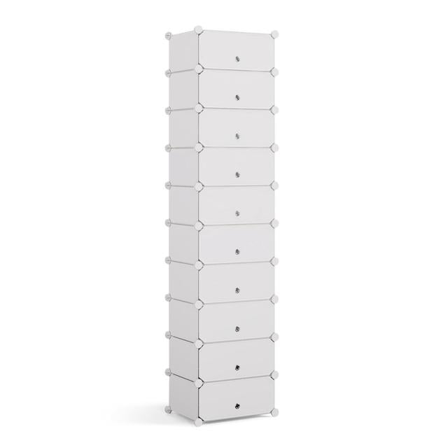 20 Pair Stackable Shoe Storage Cabinet Rebrilliant Finish: White on Productcaster.