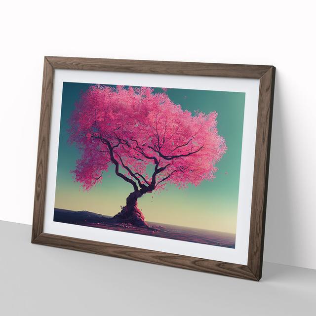 Delightful Cherry Blossom Tree - Picture Frame Painting Marlow Home Co. Size: 25cm H x 34cm W x 2cm D, Frame Colour: Walnut on Productcaster.