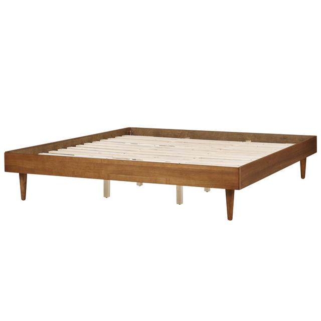 Wooden EU Double Size Bed Light Rajrani 17 Stories Size: EU Super King (185 x 204 cm) on Productcaster.