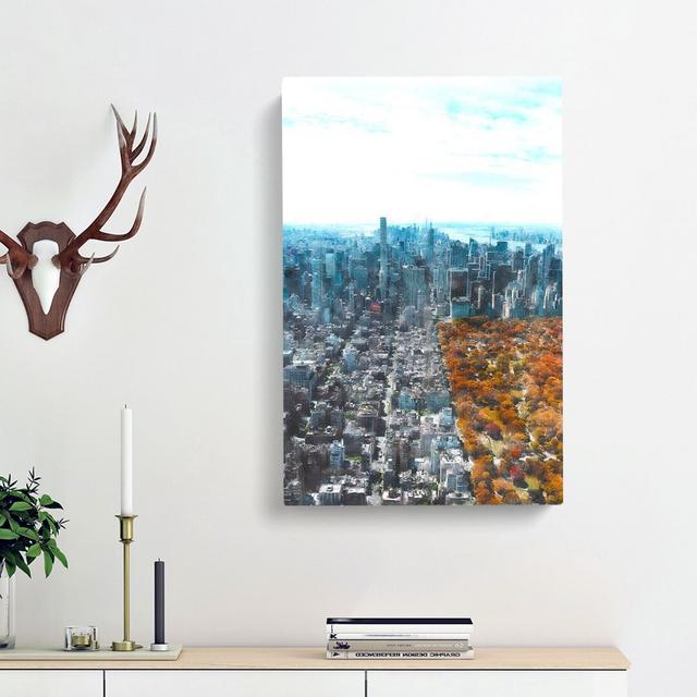 The New York Skyline with Central Park - Wrapped Canvas Graphic Art Print East Urban Home Size: 91cm H x 60cm W x 3cm D on Productcaster.