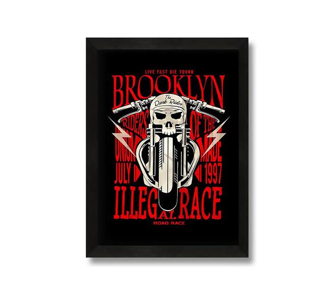 Brooklyn the Dark Rider - Picture Frame Typography on Canvas Maturi Size: 42cm H x 30cm W x 10cm D on Productcaster.