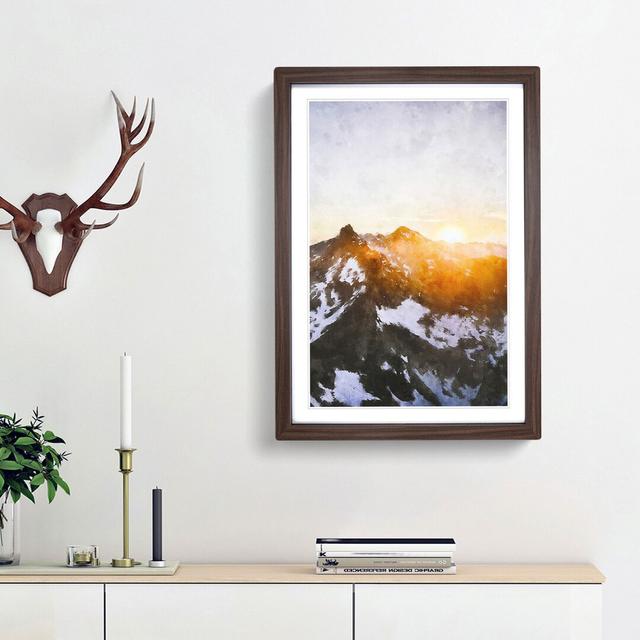 Sun over the Mountains - Picture Frame Graphic Art Print East Urban Home Size: 87cm H x 62cm W x 2cm D, Frame Option: Walnut Framed on Productcaster.