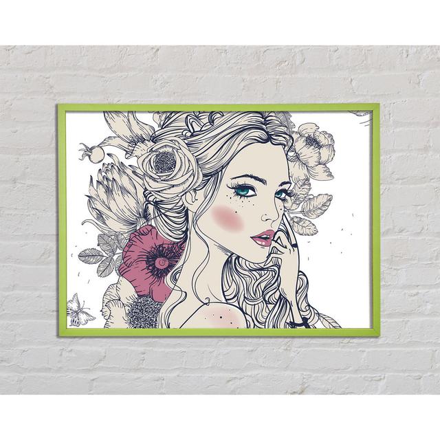 Audree The Flower Girl Drawing - Single Picture Frame Art Prints Ophelia & Co. Size: 29.7cm H x 42cm W x 2cm D on Productcaster.